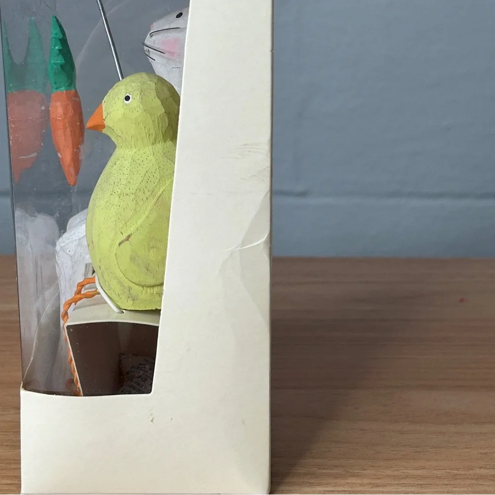 Pier One Fishing White Bunny Carrot & Yellow Chick Easter Spring Figurines